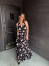 Black Floral Tiered Maxi Dress