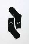Smiley Face Crew Socks: Gray
