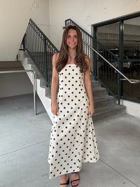 Polka Dot Strapless Linen Dress