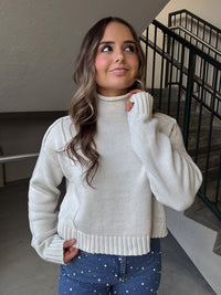 Mock Neck Exposed Seam Sweater