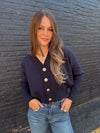 V-Neck Cardigan - Navy