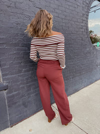 Striped OTS Top - Brown