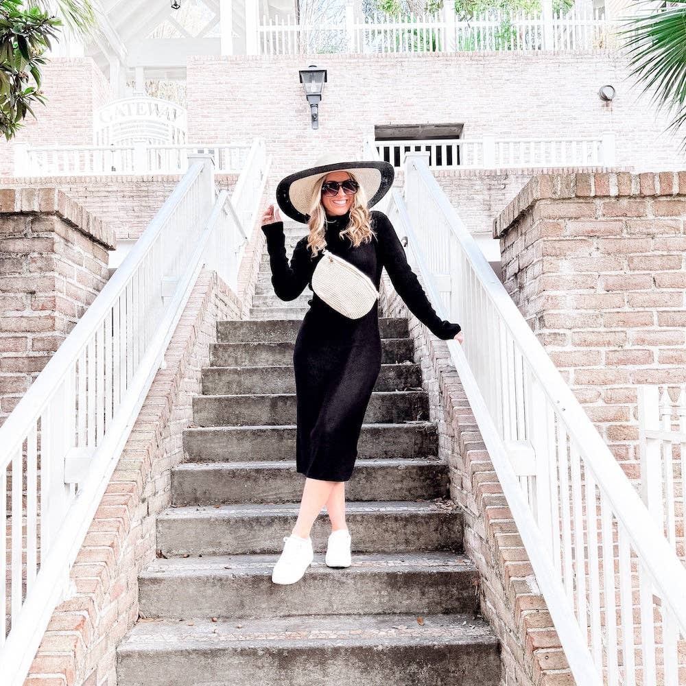 Rachel Raffia Westlyn Bum Bag: Cream