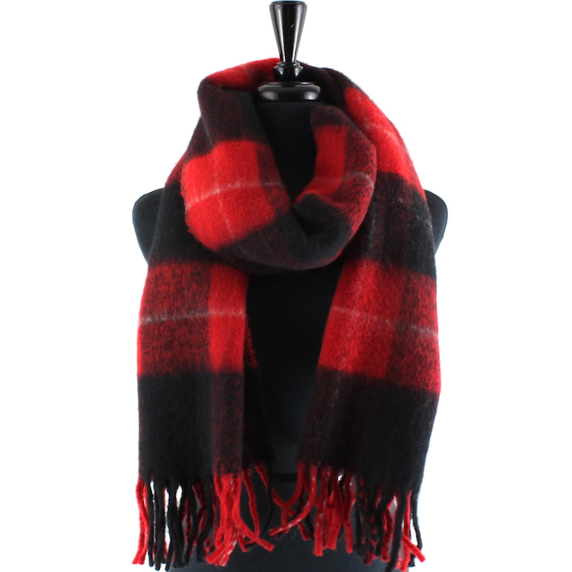 Fuzzy Plaid Scarf: Brown
