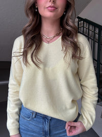 Lightweight V-Neck Wool Sweater - Yellow