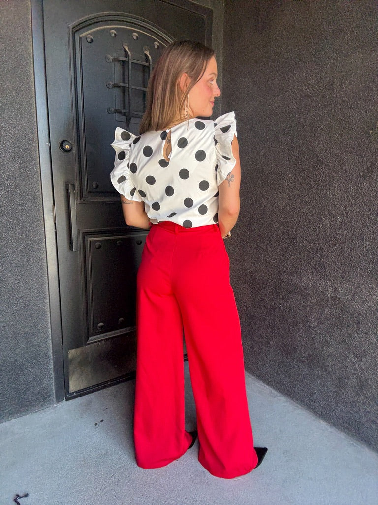High Waisted Trouser - Red