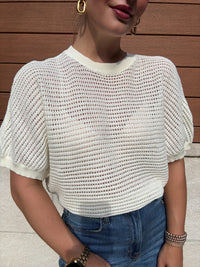 Knitted Surplice Back Detail Top