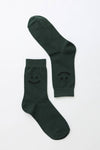 Smiley Face Crew Socks: Gray