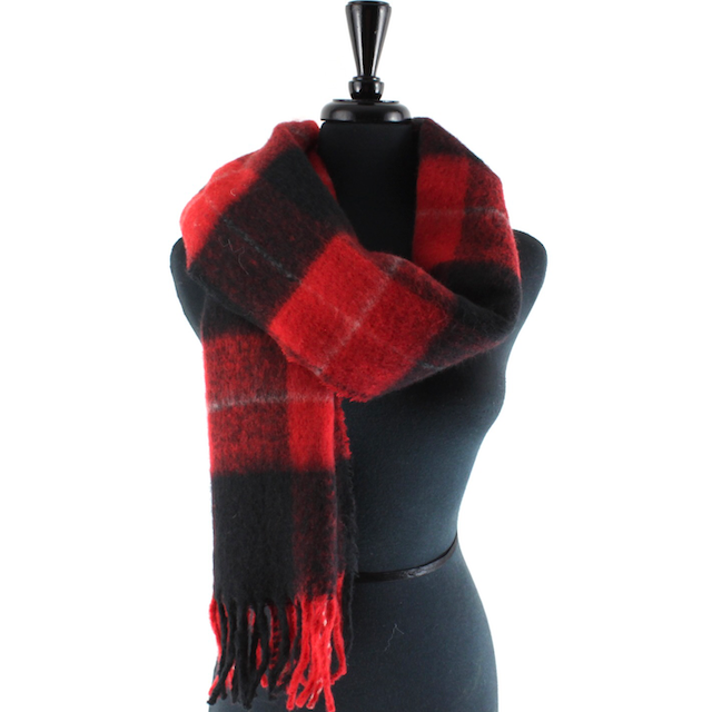 Fuzzy Plaid Scarf: Chocolate