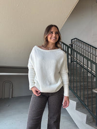 Wide Neck Sweater - Cream