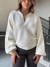 Oversized Balloon Sleeve Sweater - Cream