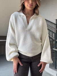 Oversized Balloon Sleeve Sweater - Cream
