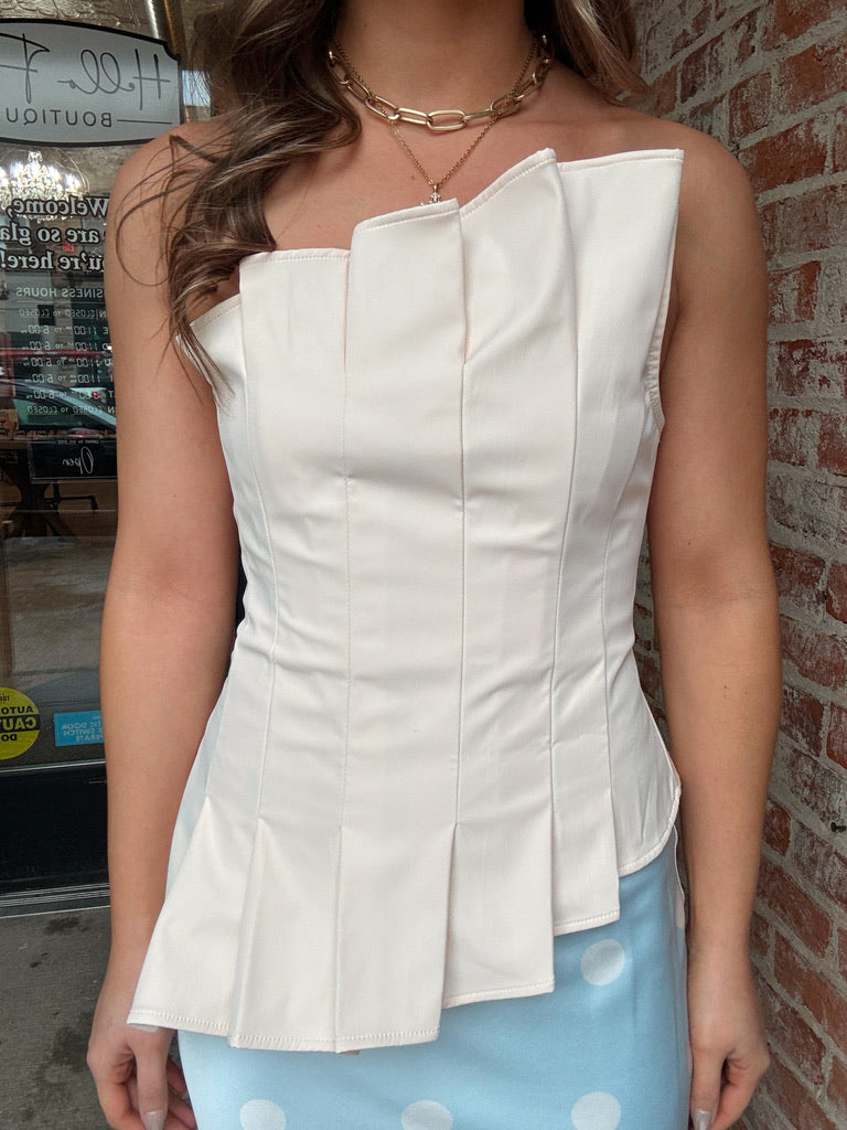 Sculpted Pleat Detail Bandeau Top