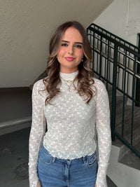 Lace Mock Neck LS Top