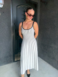 Striped Rhythm Knit Dress - White/Black
