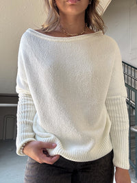 Wide Neck Sweater - Cream