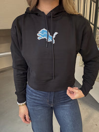 Black Detroit Lions Cropped Hoodie