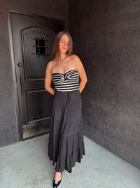 Twist Front Sweater Tube Top - Black / Off White