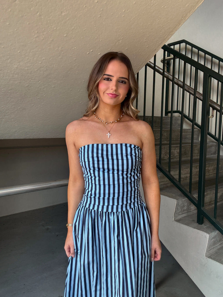Pinch Stripe Tube Maxi Dress