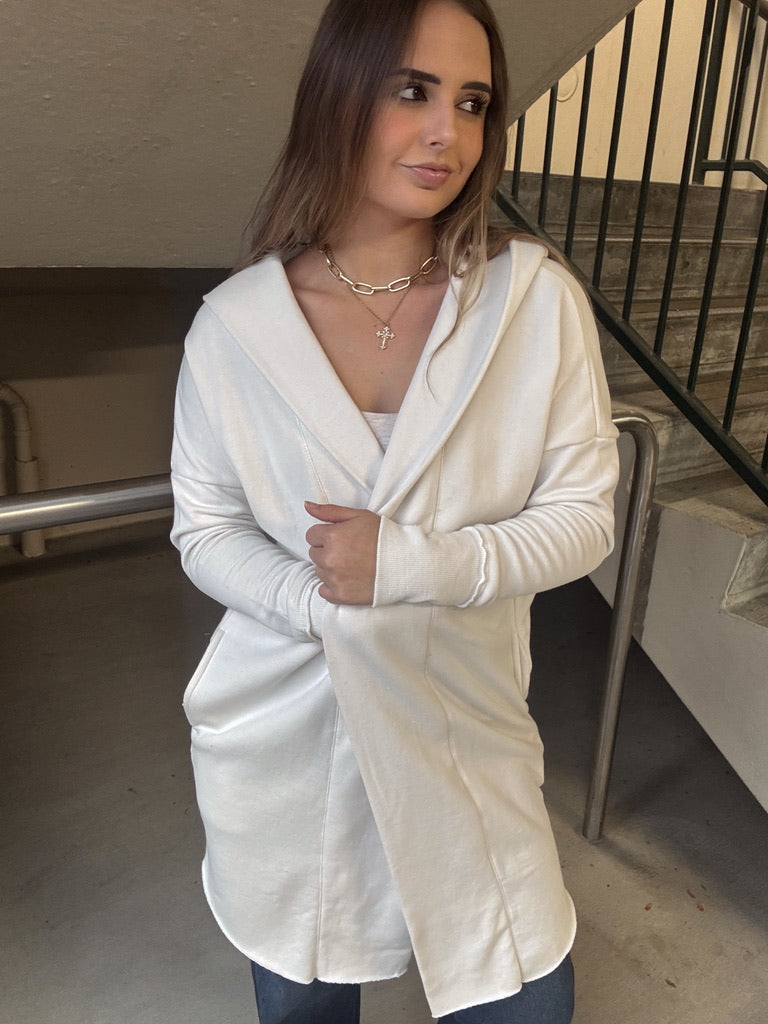 Cream Hoodie Cardigan