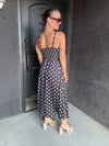 Polka Dot Satin Midi Dress