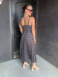 Polka Dot Satin Midi Dress