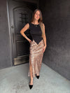 Leopard Satin Maxi Skirt