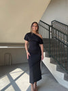 Black Shirred Dress