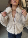Zip Up Fur Jacket - Champagne