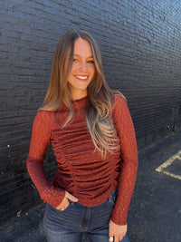 Rhinestone Lace Top - Brick