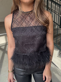 Lucy Paris Miley Feather Trim Top