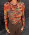 Sage The Label Heart Beats Mesh Top