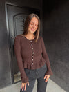 Ruffle Hem Cardigan - Espresso