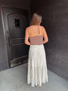 Twist Front Sweater Tube Top -Mink / Off White