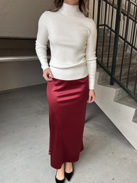 Lidia Solid Satin Skirt - Red