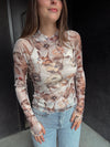 Fall Floral Mesh Top