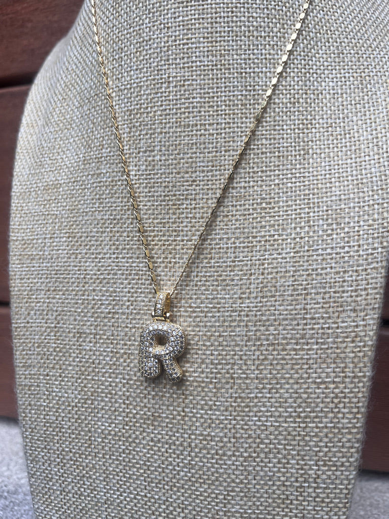 Puffy Initial Necklace - R