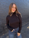 Gold Button Turtleneck Sweater- Black