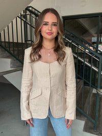 Lilia Linen Scoop Neck Blazer