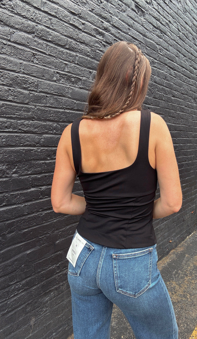 Paloma Button Top - Black