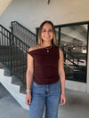 Twist Strap Mesh Top - Brown