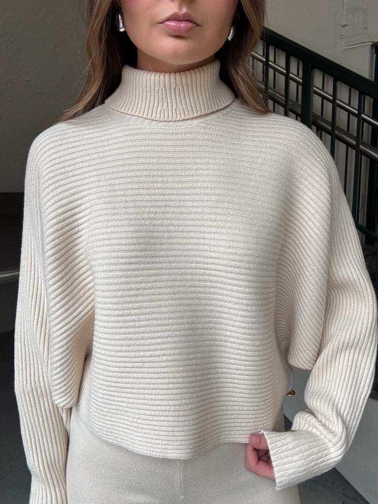 Gold Button Ribbed Turtleneck