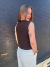 Selena Button Knit Top - Brown