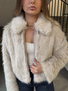 Zip Up Fur Jacket - Champagne