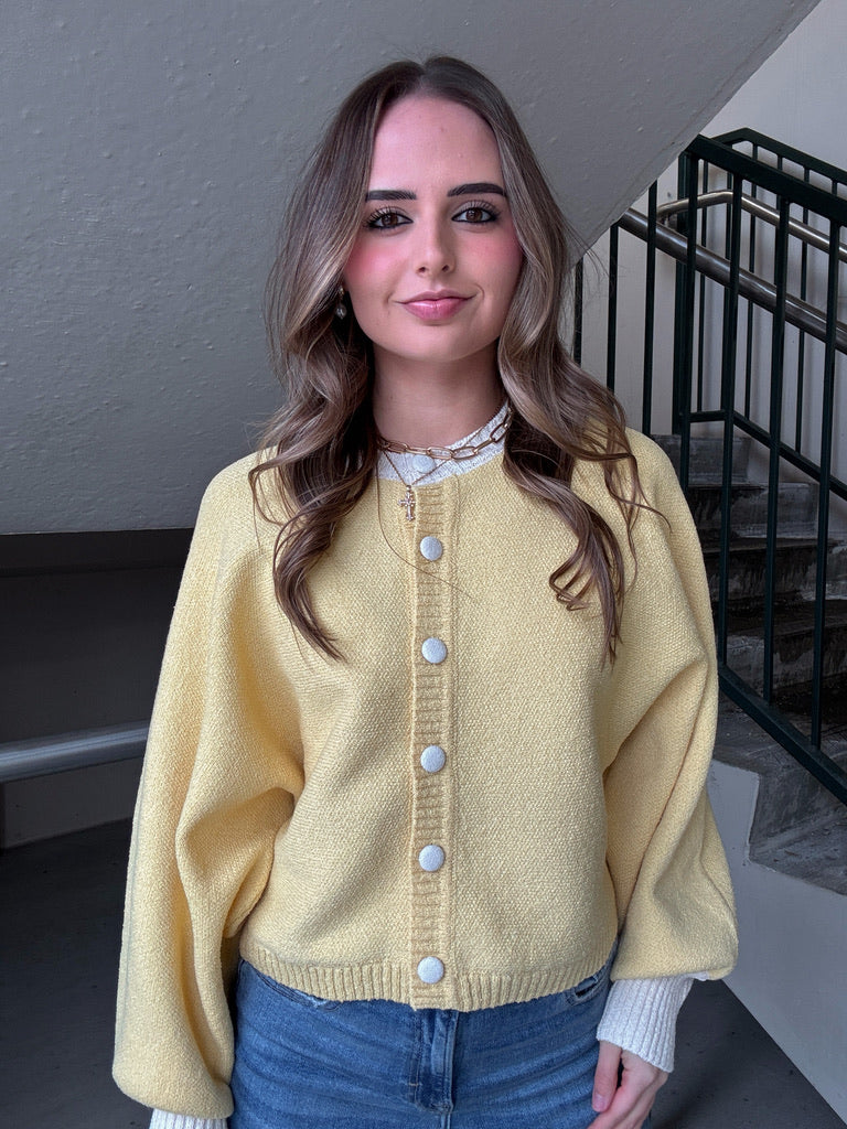 Two-Tone Dolman Cardigan: Yellow