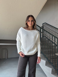 Wide Neck Sweater - Cream