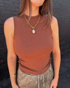 Sadie & Sage Ronan Mock Neck Ruched Knit Top