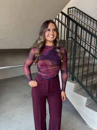 Autumn Floral Mesh Top