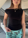 Twist Strap Mesh Top - Black