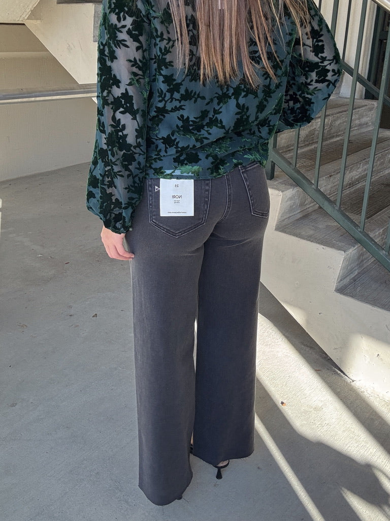 HIDDEN Nori Wide Leg Jean - Charcoal